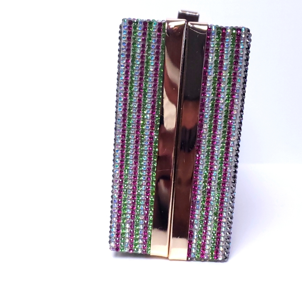 Money Bling Rhinestone Hard Case Clutch - Picture 14 of 15